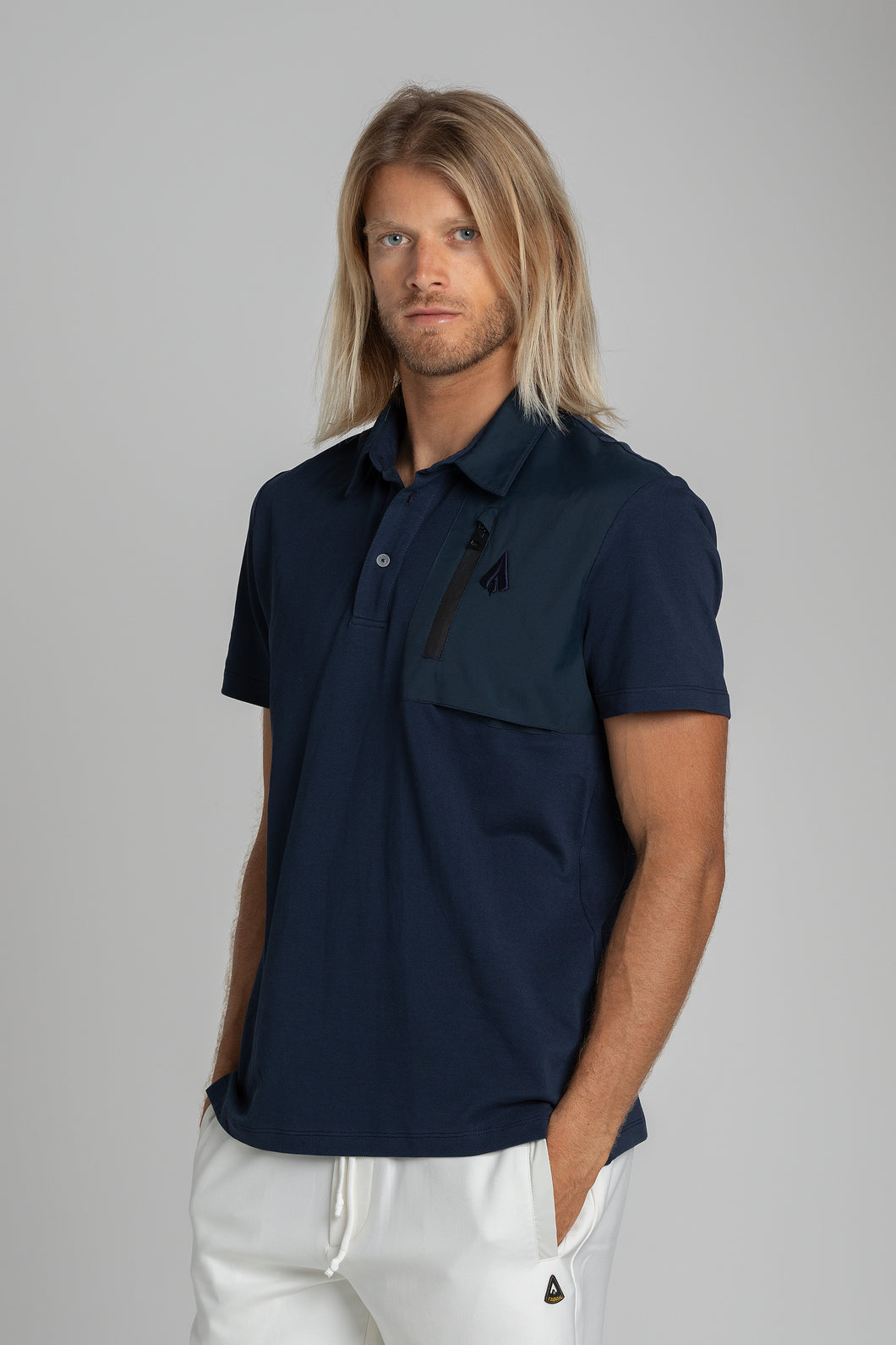 Polo with zip pocket